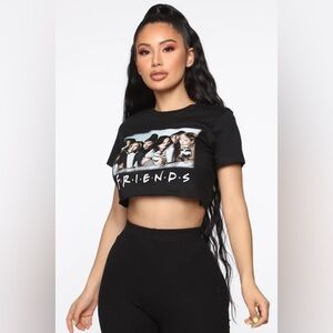 Fashion Nova - Friends Black Graphic Crop Top, Small